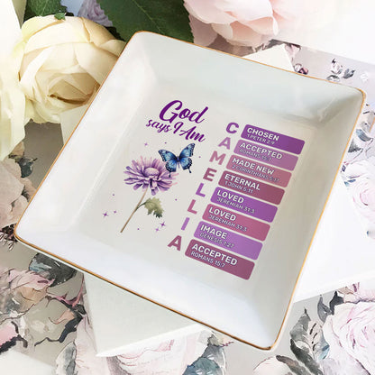 Birth Month Flowers Butterflies | Personalized Jewelry Dish