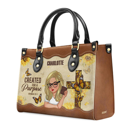 Created For A Purpose | Personalized Leather Handbag JSLHBPTN1299D