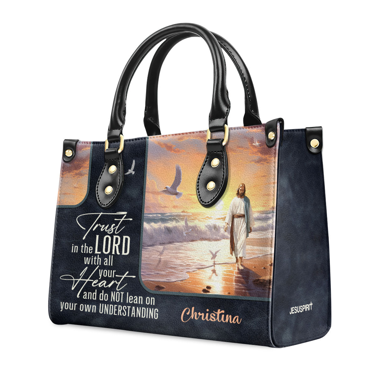 Jesuspirit | Personalized Leather Handbag With Zipper | Trust in the Lord LHBM753