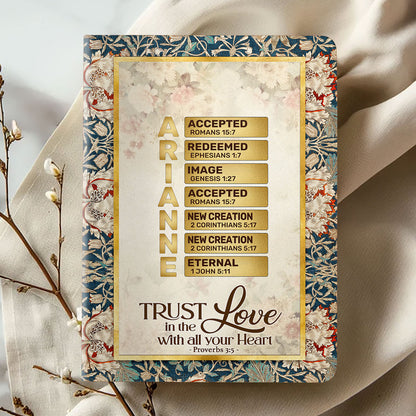 Trust In The Lord With All Your Heart | Personalized Leather Cover Notebook