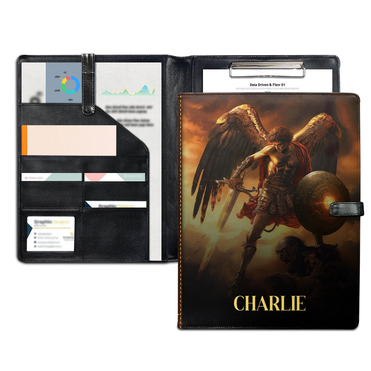 Saint Michael | Personalized Leather Button Padfolio JSLEPPT1863TA