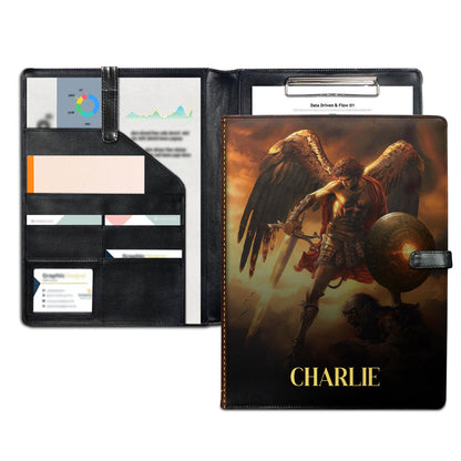 Saint Michael | Personalized Leather Button Padfolio JSLEPPT1863TA