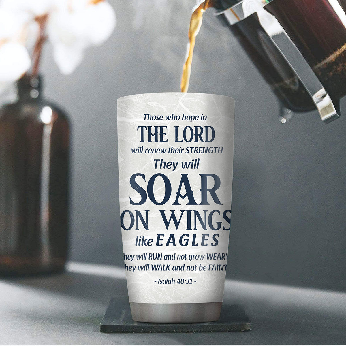 Jesuspirit | Personalized Stainless Steel Tumbler | Isaiah 40:31 | They Will Soar On Wings Like Eagles | Spiritual Gift For Christian Prayer SSTHN700