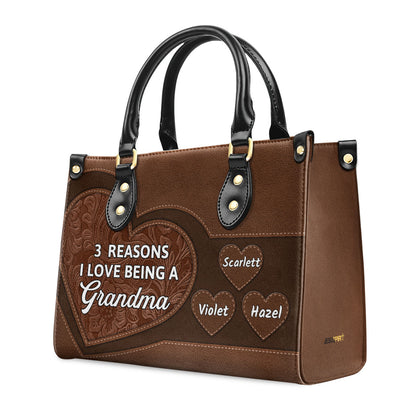 The Reason I Love Being A Grandma | Personalized Leather Handbag JSLHBPT2648TA