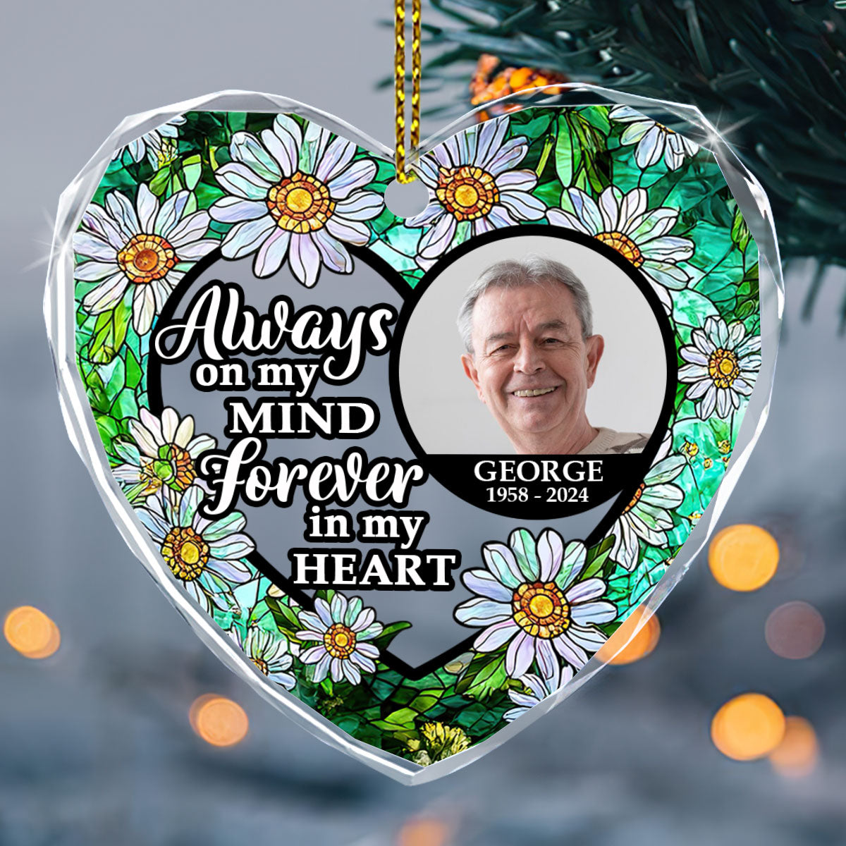 Forever In My Heart | Personalized Heart Shaped Glass Ornament