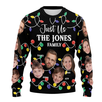 Just Us Custom Photo Christmas Family | Personalized Wool Sweater JSWSWPT2041M