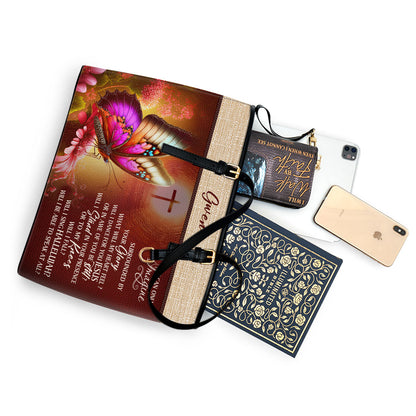 Inspirational Gift For Women Of God | Personalized Large Leather Tote Bag