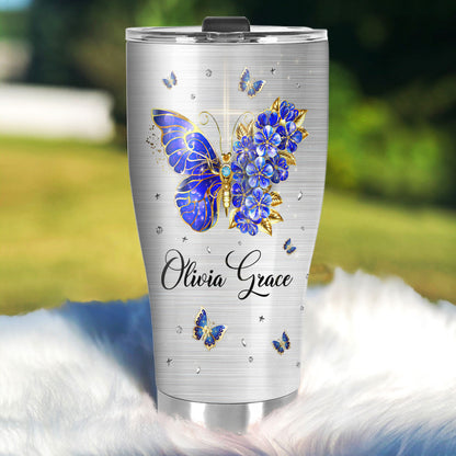 Lovely Personalized Floral Butterfly Stainless Steel Tumbler 20oz - God Says You Are Unique NUA153