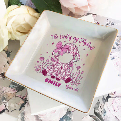 The Lord Is My Shepherd | Personalized Ceramic Ring Dish Square