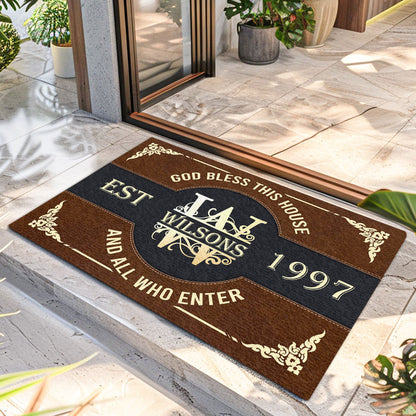 God Bless This House And All Who Enter | Personalized Doormat JSDMPT1799L