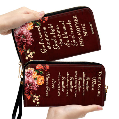 Jesuspirit | To My Loving Mom | Meaningful Christian Gift From Child To Mother | Zippered Leather Clutch Purse NUHN372B