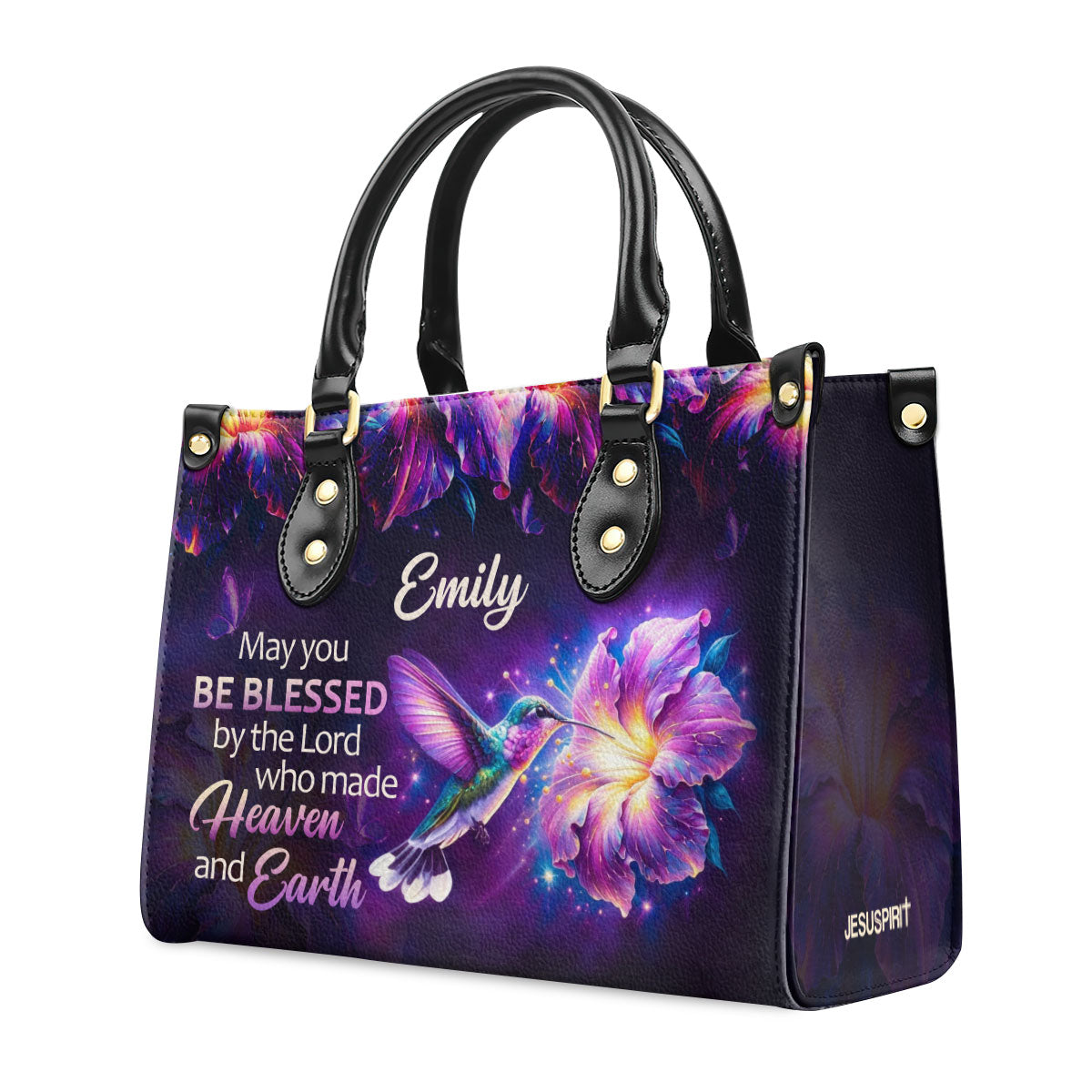 Jesuspirit | Personalized Leather Handbag With Zipper | Be Blessed LHBHN900