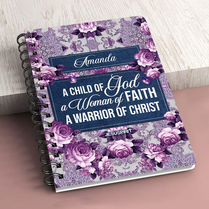 Jesuspirit | Brilliant Gift For Christian Ladies | Personalized Spiral Journal | Roses And Butterfly | A Woman Of Faith SJM19