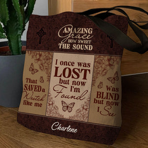 Jesuspirit| Personalized Christian Tote Bag | Amazing Grace How Sweet The Sound TBM739