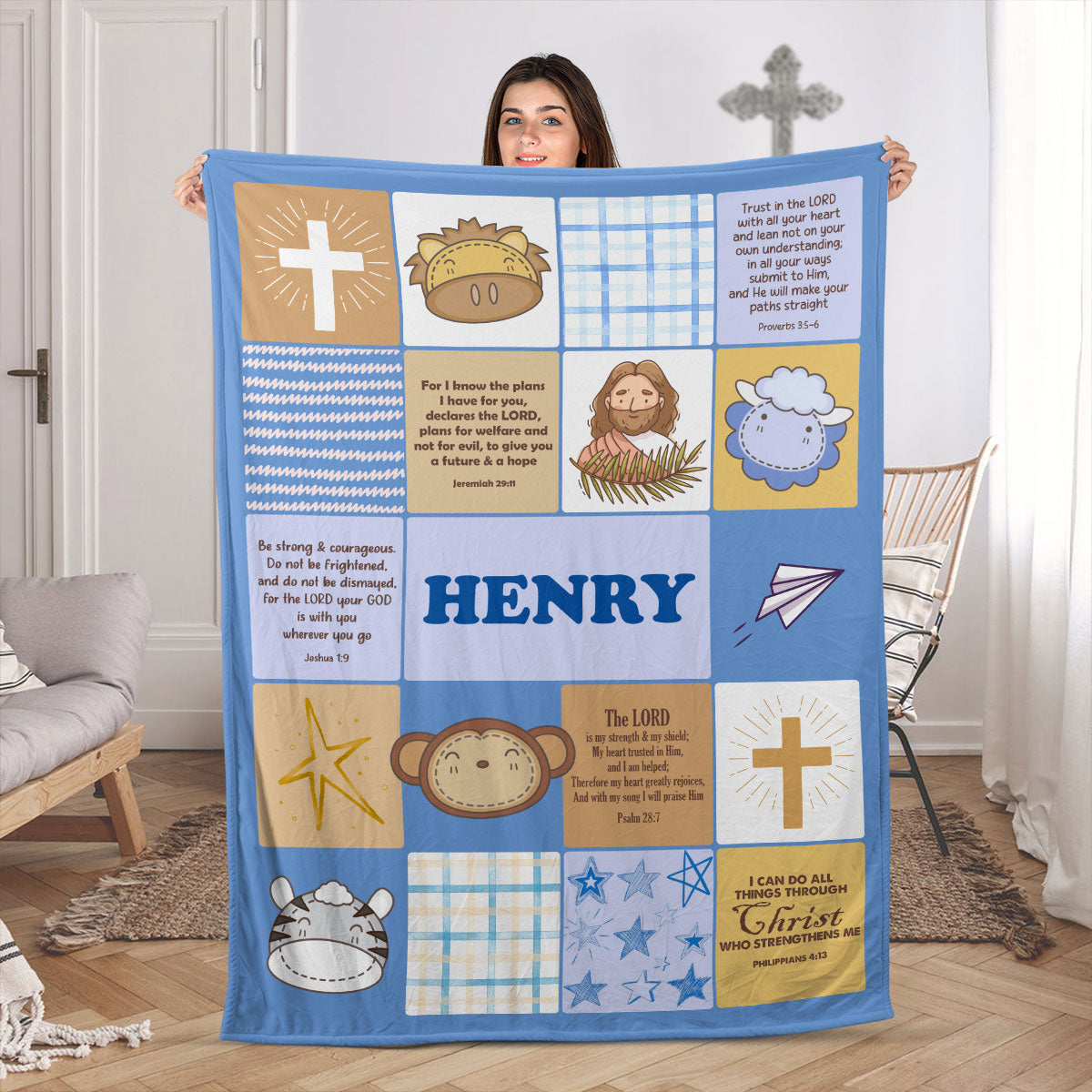 Cute Christian Gift For Kids | Personalized Fleece Blanket JSFBHLT1632TA