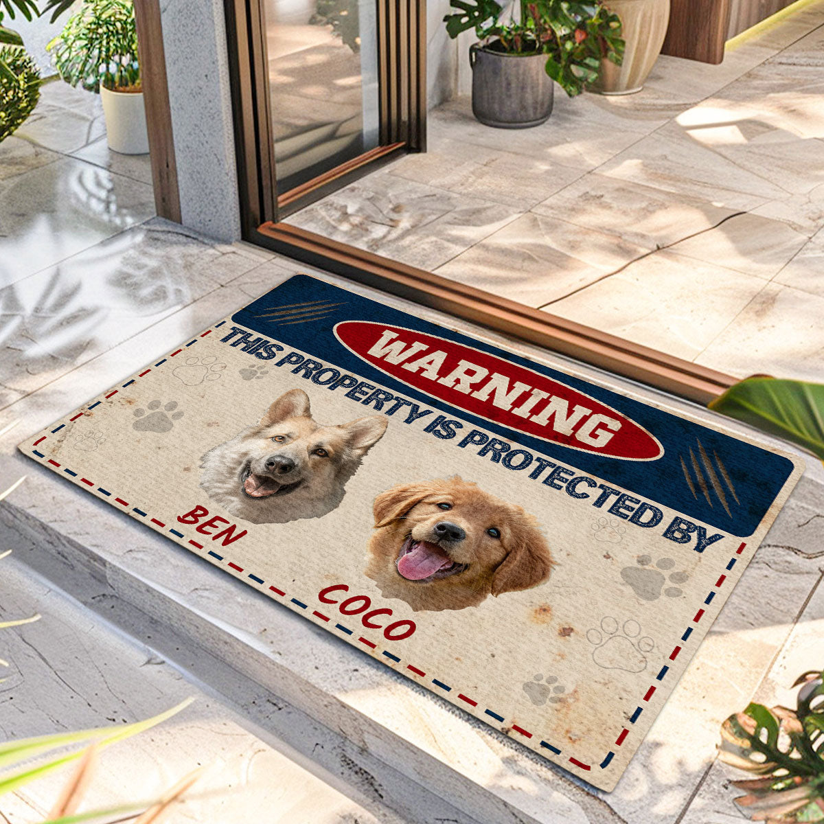 Warning This Property Is Protected By | Personalized Doormat JSDMPT1962L