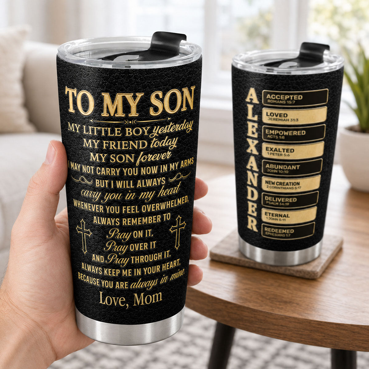 To My Son My Grandson Pray On It Pray Over It Pray Through It | Personalized Stainless Steel Tumbler