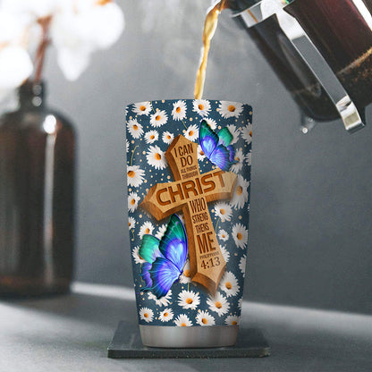 Jesuspirit | Daisy Stainless Steel Tumbler 20oz | Philippians 4:13 | I Can Do All Things Through Christ | Christian Gift Ideas For Relatives SSTH782