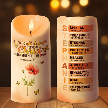 I Can Do All Things Through Christ Who Strengthens Me | Personalized Flameless LED Candle