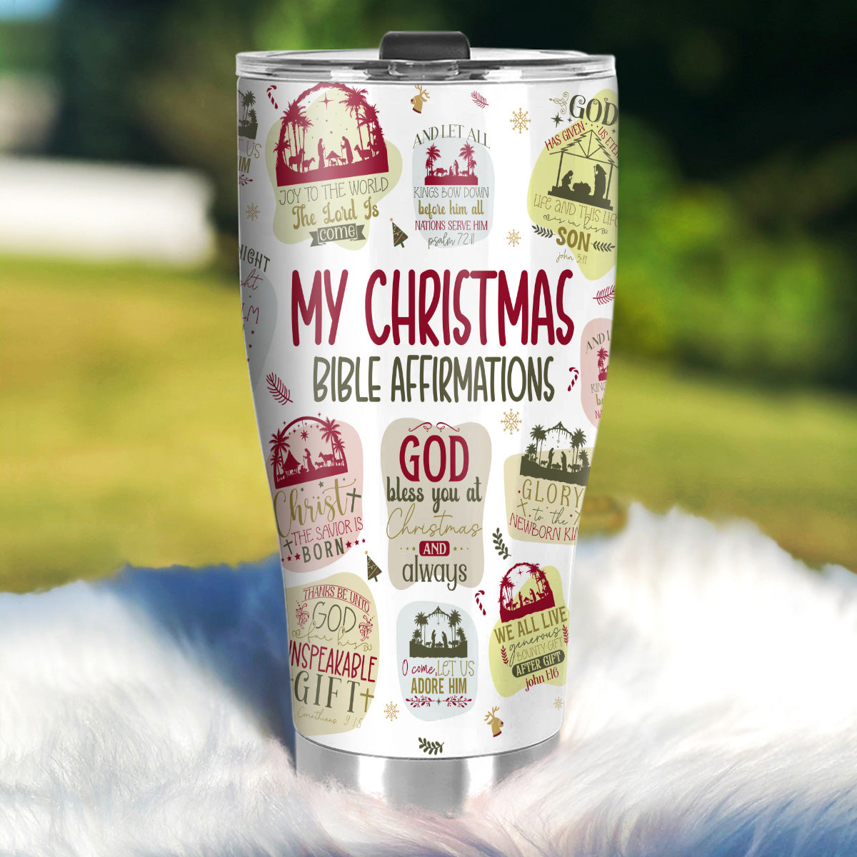 Christmas Bible Affirmations | Personalized Stainless Steel Tumbler