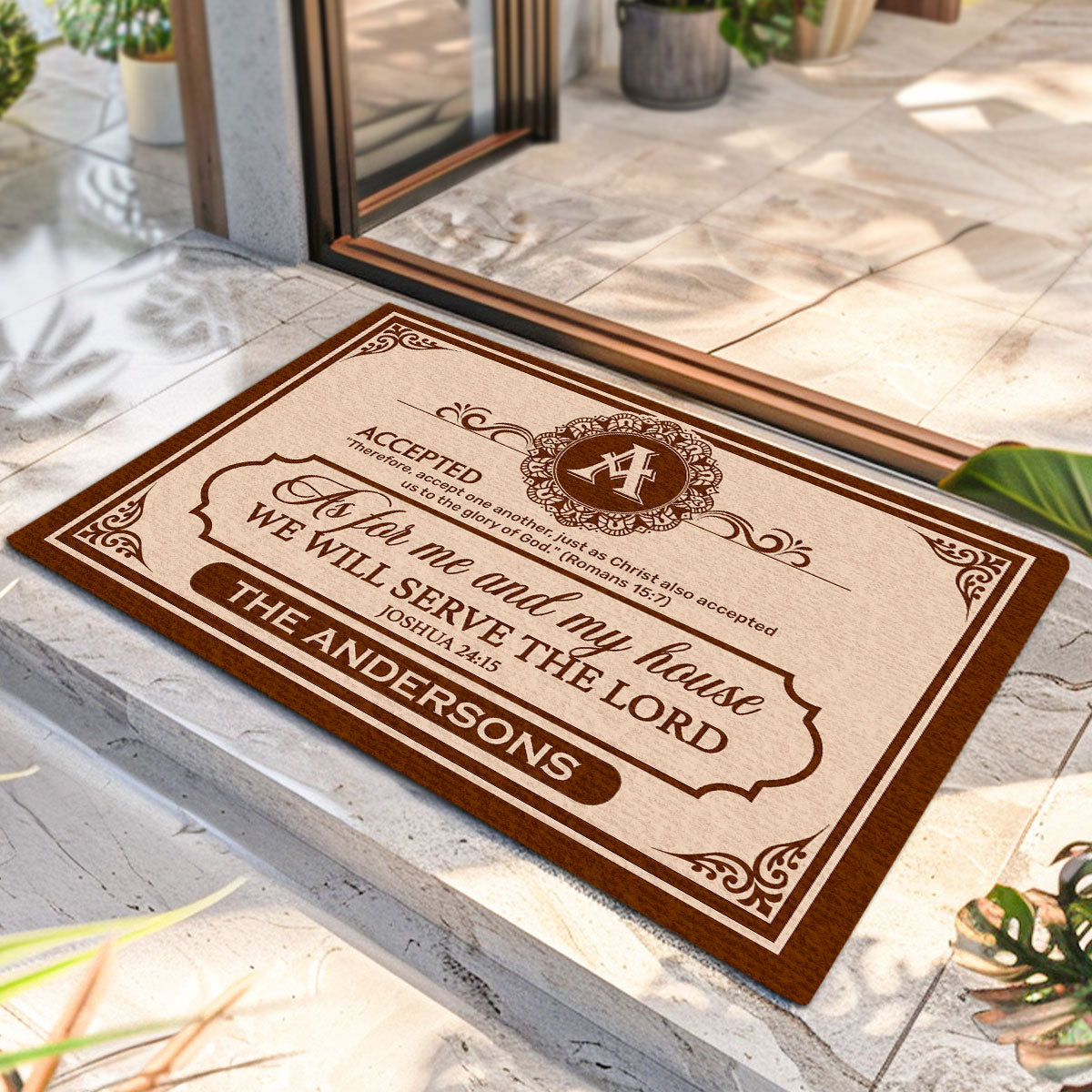 As For Me And My House We Will Serve The Lord | Personalized Doormat JSDMPH1786M