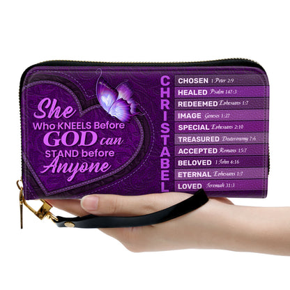 She Who Kneels Before God Can Stand Before Anyone | Personalized Clutch Purse