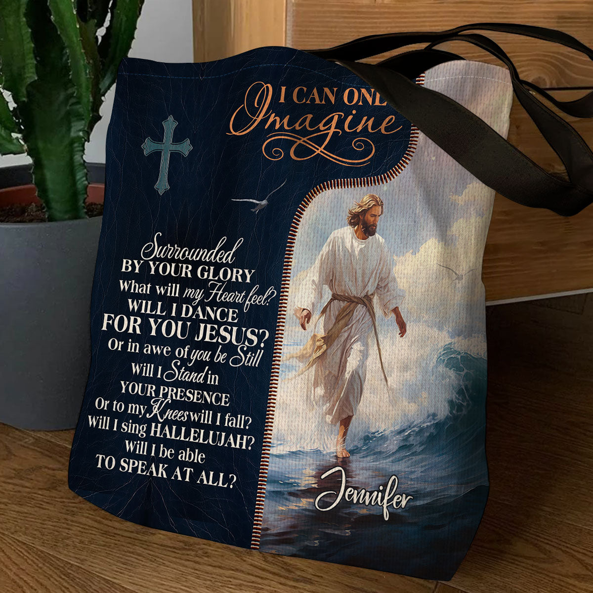 Jesuspirit| Personalized Christian Tote Bag | Jesus I Can Only Imagine TBM737