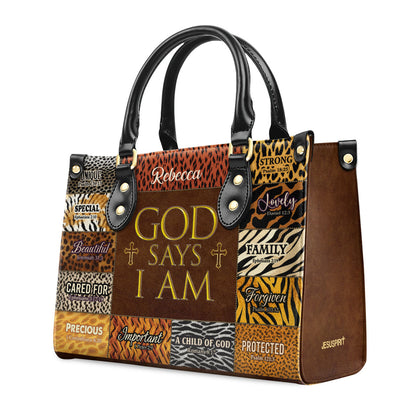 Jesuspirit | Personalized Leather Handbag With Zipper | God Says  I Am Unique LHBM724