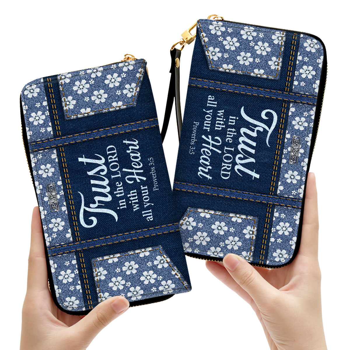 Jesuspirit | Clutch Purse With Wristlet Strap Handle | Proverbs 3:5 | Trust In The Lord With All Your Heart HN21