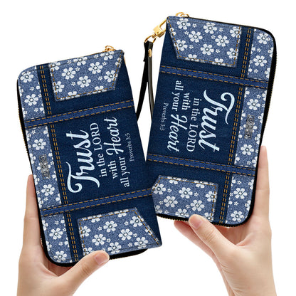 Jesuspirit | Clutch Purse With Wristlet Strap Handle | Proverbs 3:5 | Trust In The Lord With All Your Heart HN21