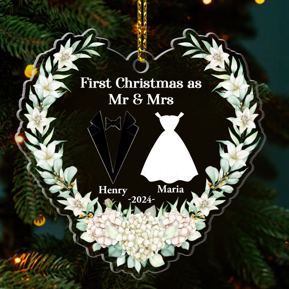 First Christmas as Mr & Mrs | Personalized 1-Side Acrylic Ornament JSACOPT2506L