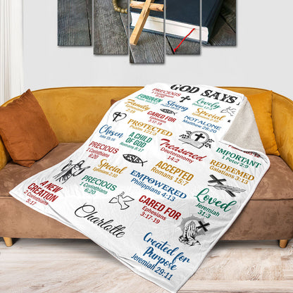 Jesuspirit Personalized Fleece Blanket | What God Says About You | Unique Spiritual Gifts For Christians FBH742