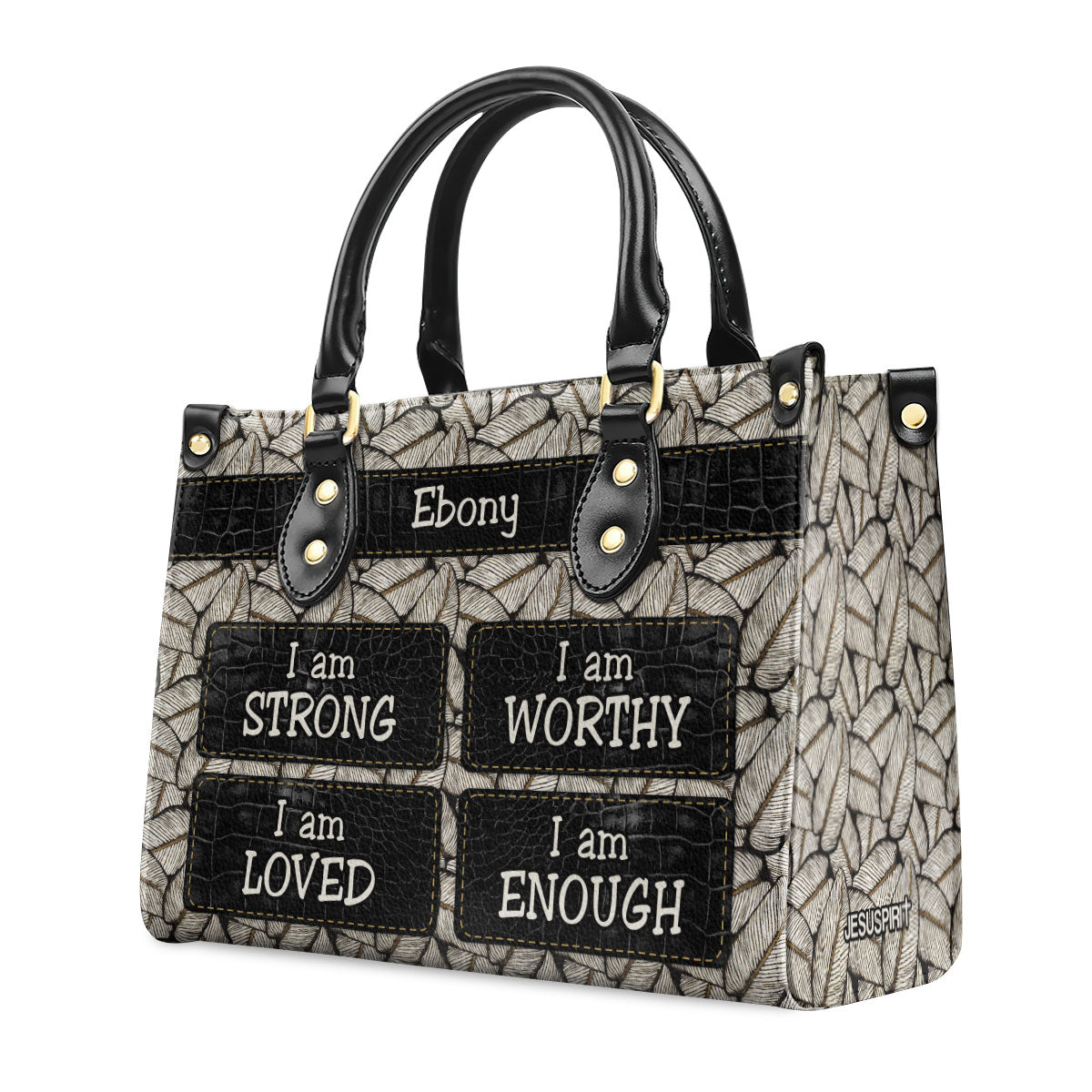 Jesuspirit | Personalized Leather Handbag With Zipper | I Am Strong LHBHN682