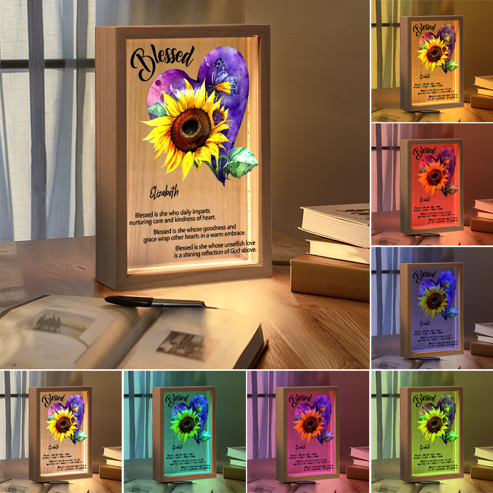 Personalized Frame Light Box | Blessed Is She - Desk Decor Keepsake