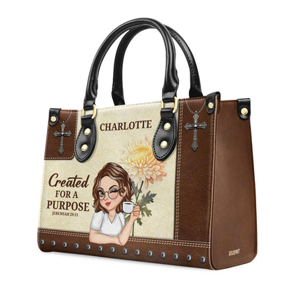 Created For A Purpose | Personalized Leather Handbag JSLHBPTN1313M