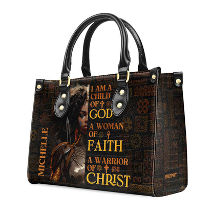 Jesuspirit | Personalized Leather Handbag With Zipper | I Am A Child Of God LHBM725