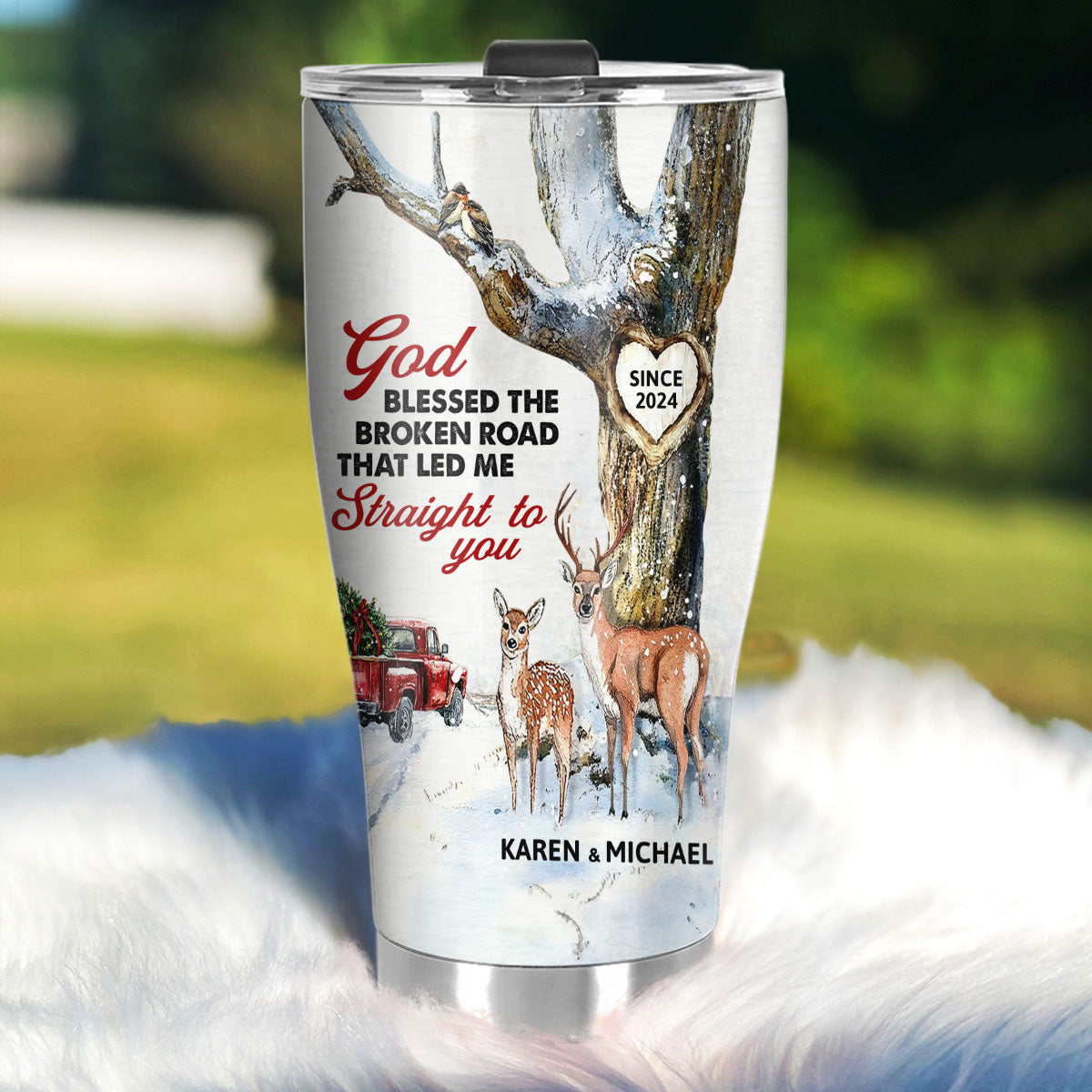 God Blessed The Broken Road That Led Me Straight To You | Personalized Stainless Steel Tumbler JSSSTPT2637M