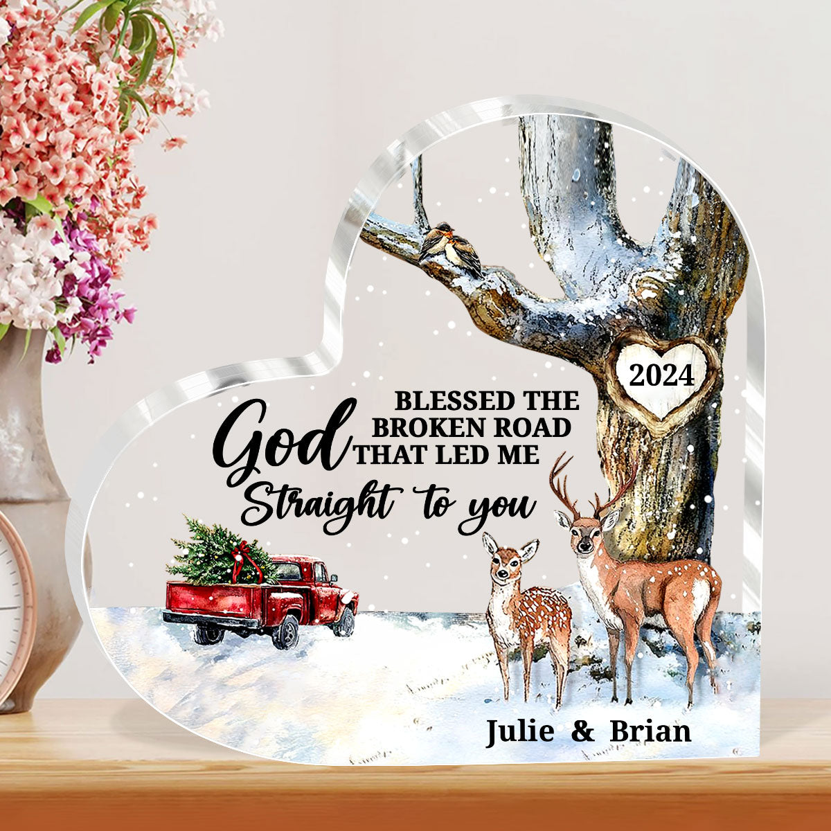 God Blessed The Broken Road That Led Me Straight To You | Personalized Custom Shaped Squared Acrylic Plaque