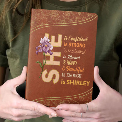 She Is | Personalized Leather Cover Notebook