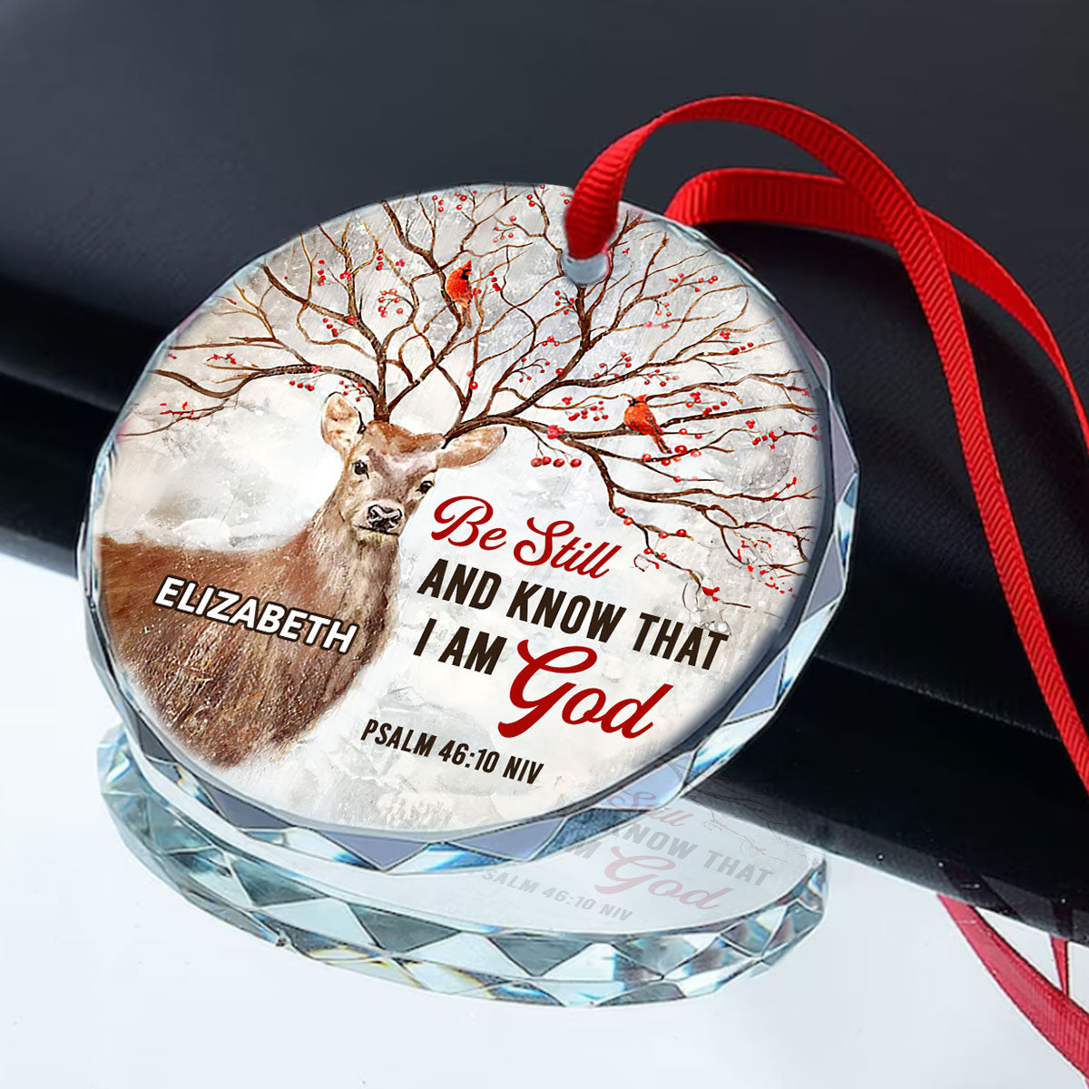 Be Still And Know That I Am God | Personalized 1-Side Round Glass Ornament JSURGOPPT2767TA