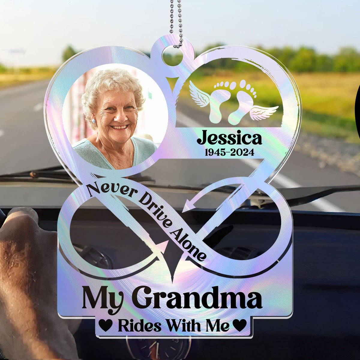 Never Drive Alone | Personalized 1-Side Car Acrylic Hanging Ornament JSUPCHOHLTN1552M