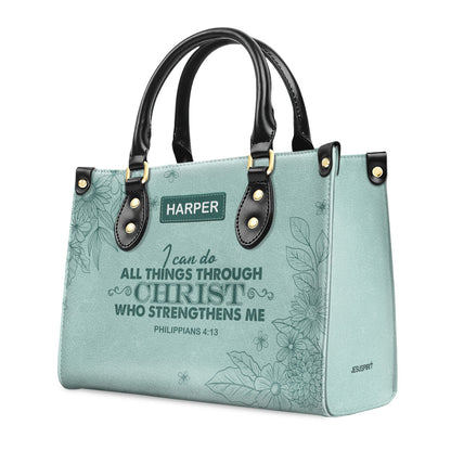 Faith Flower | Personalized Leather Handbag JSLHBPT836TA