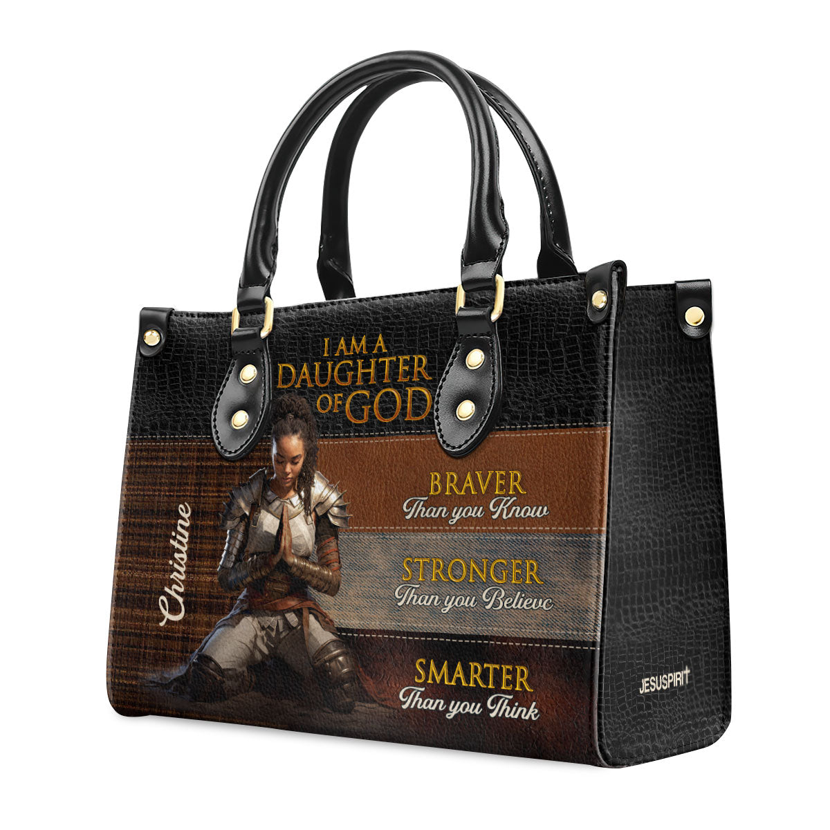 Jesuspirit | Personalized Zippered Leather Handbag With Handle | Religious Gift For Worship Friends | Daughter Of God LHBM765