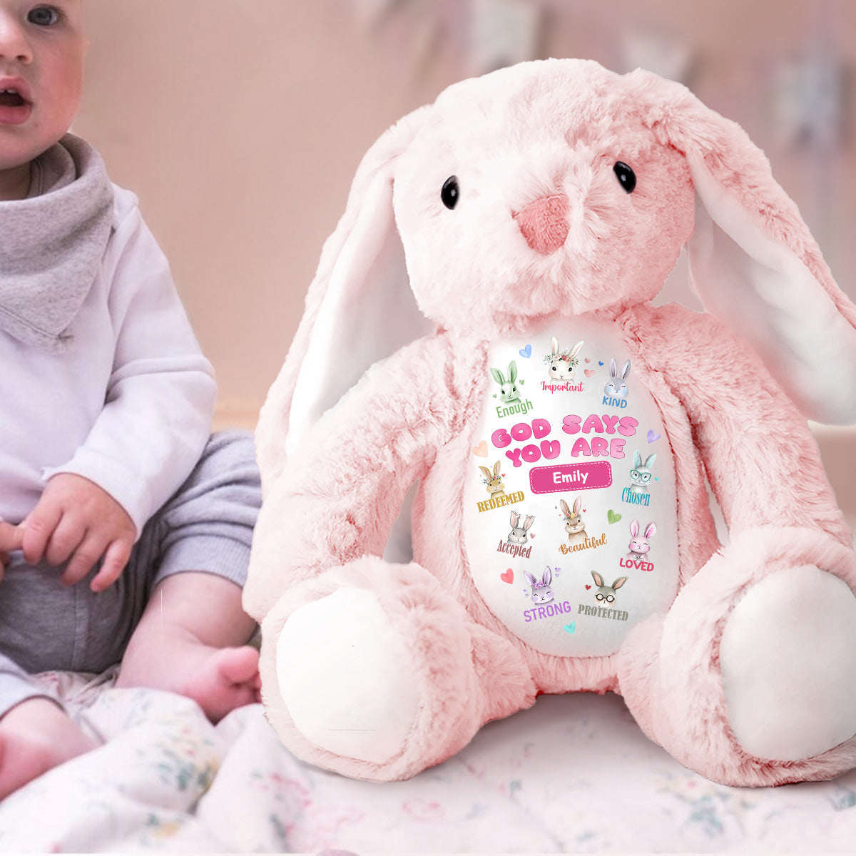 God Says You Are | Personalized Stuffed Bunny