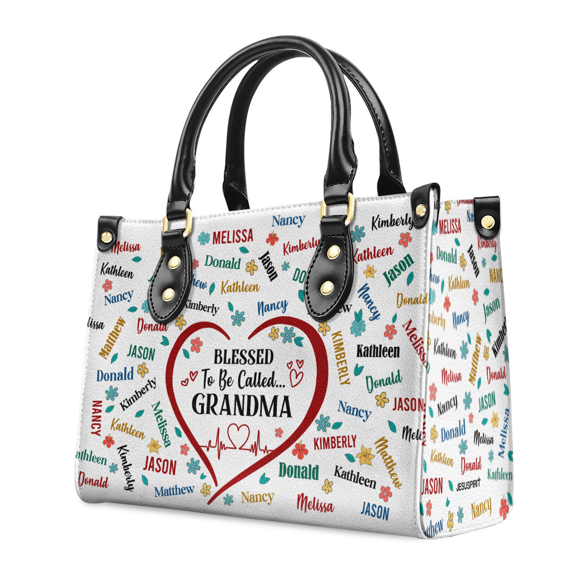 Blessed To Be Called Grandma | Personalized Leather Handbag JSLHBPHN2203D