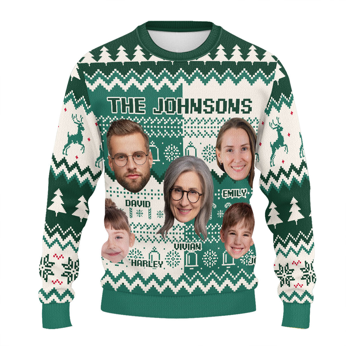 Upload Photo Family Cozy Christmas Pattern | Personalized Wool Sweater JSWSWPHN2152M