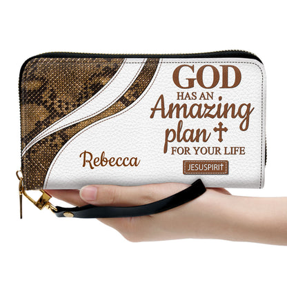 Special Personalized Cross Clutch Purse - God Has An Amazing Plan For Your Life CP31