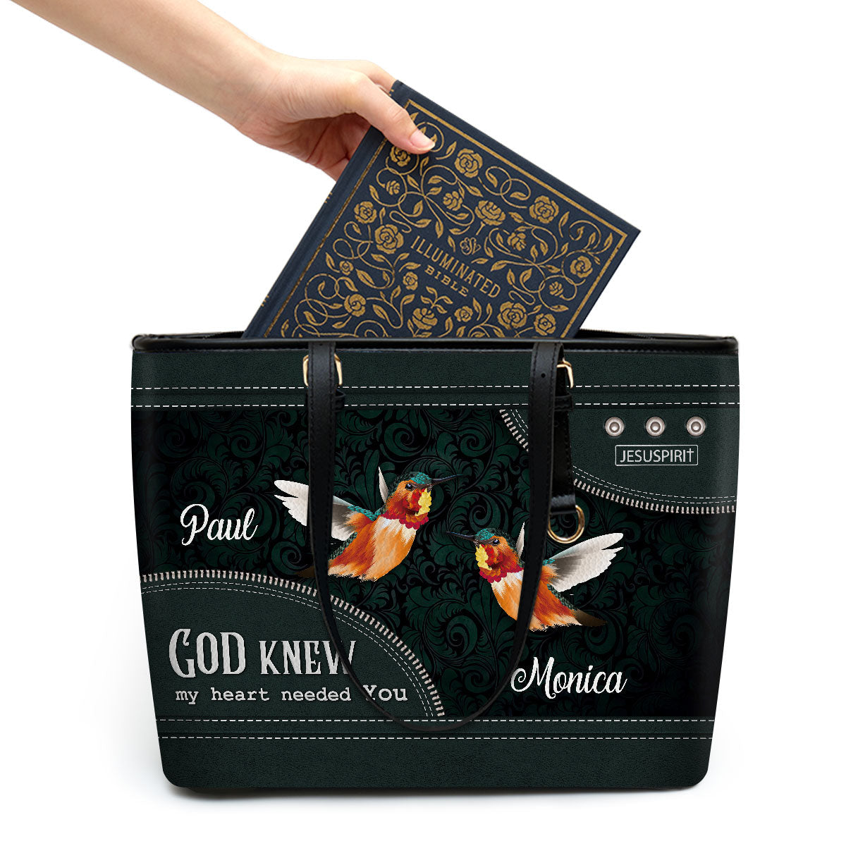 God Knew My Heart Needed You - Lovely Personalized Large Leather Tote Bag AHN238