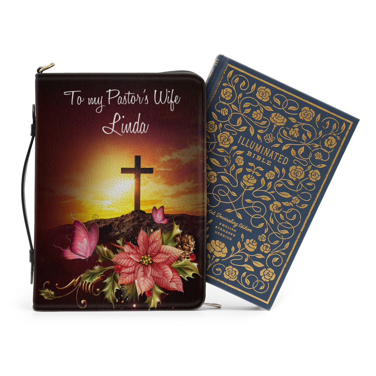 Jesuspirit | Personalized Zippered Bible Cover | More Than Just The Pastor's Wife | Flower And Cross | Meaningful Gift For Pastor's Wife BCH715