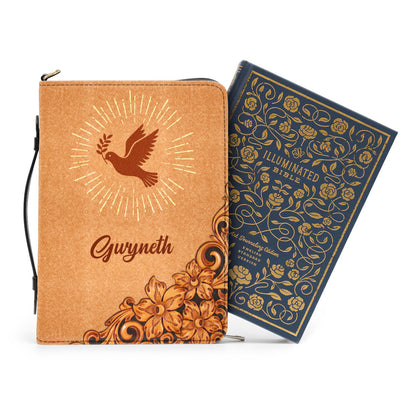 Jesuspirit | Personalized Zippered Bible Cover With Handle | Spiritual Gifts For Christians | John 14:16 | Pigeon And Cross BCH721